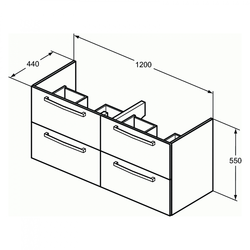 Mobilier TEMPO 1200 mm suspendat 4 sertare gri lucios Ideal Standard [2]