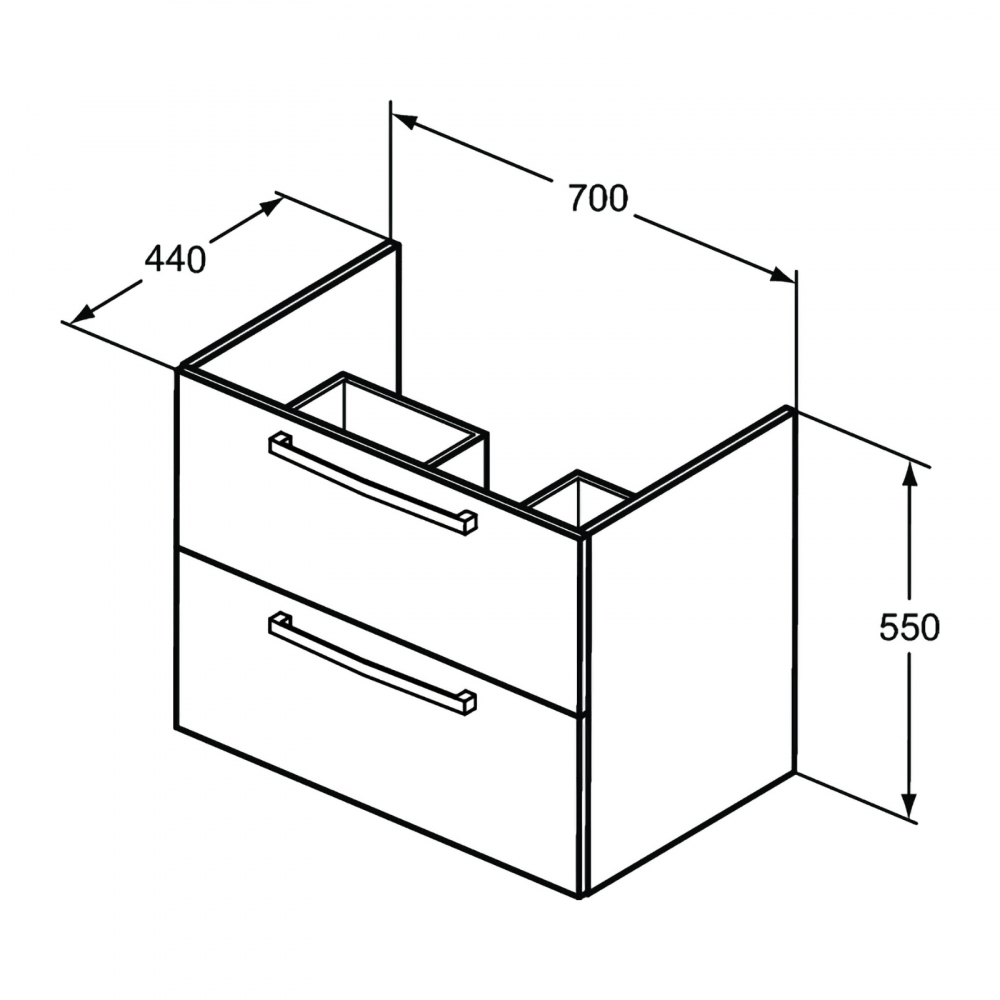 Mobilier TEMPO 700 mm suspendat 2 sertare alb lucios Ideal Standard [3]