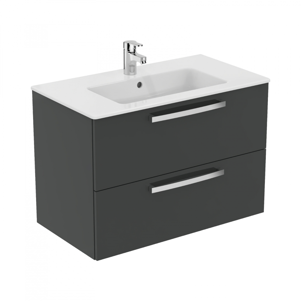 Mobilier TEMPO 800 mm suspendat 2 sertare gri lucios Ideal Standard [4]