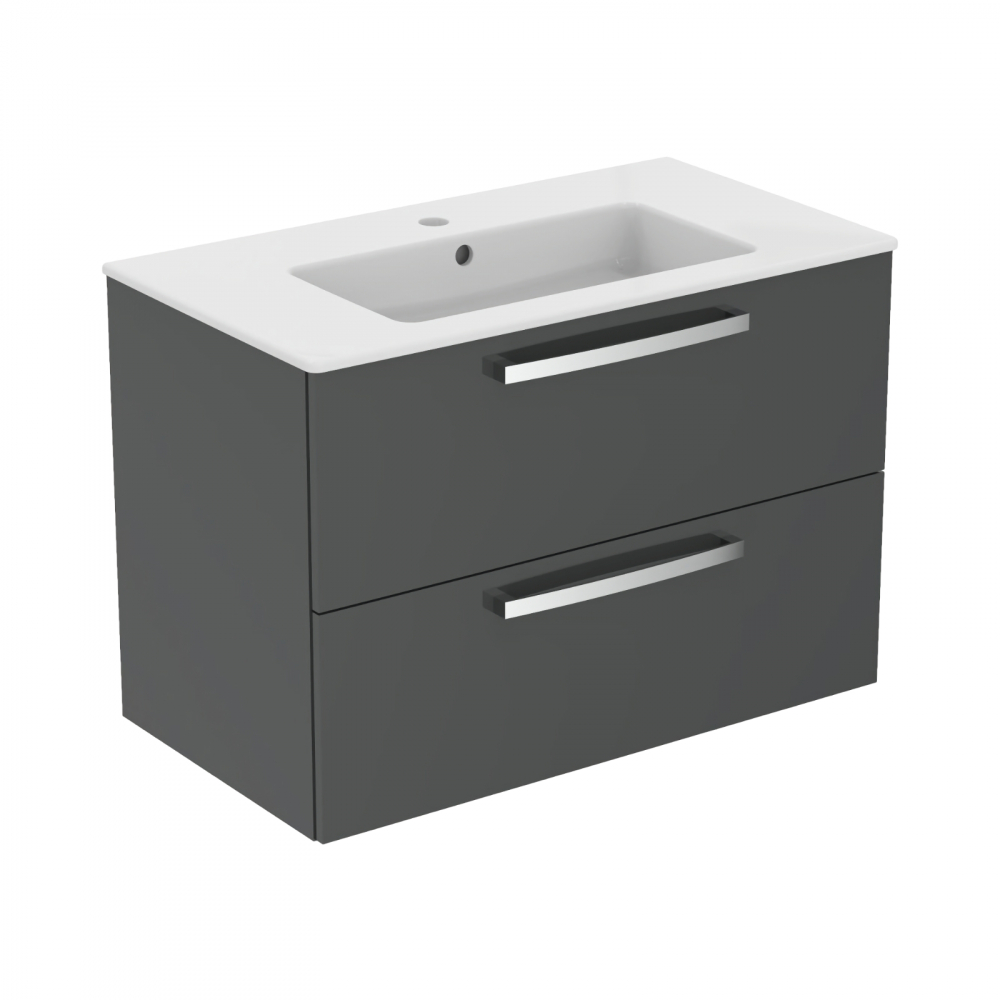 Mobilier TEMPO 800 mm suspendat 2 sertare gri lucios Ideal Standard [3]