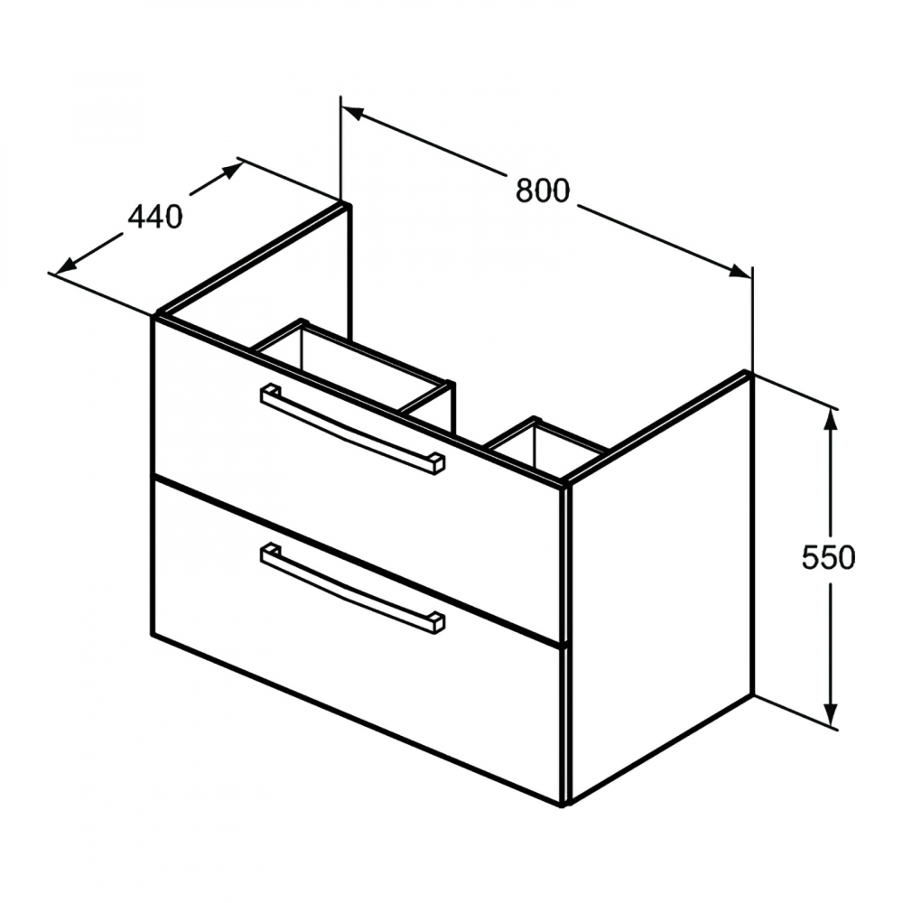 Mobilier TEMPO 800 mm suspendat 2 sertare gri lucios Ideal Standard [5]