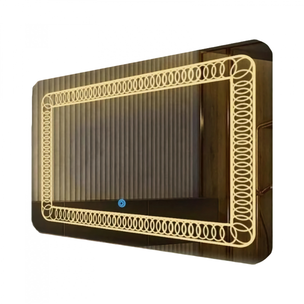 Oglina de baie Atlantis, iluminare led 3 culori, 120 x 60 cm, functie dezaburire, intrerupator touch si ceas Belform [1]