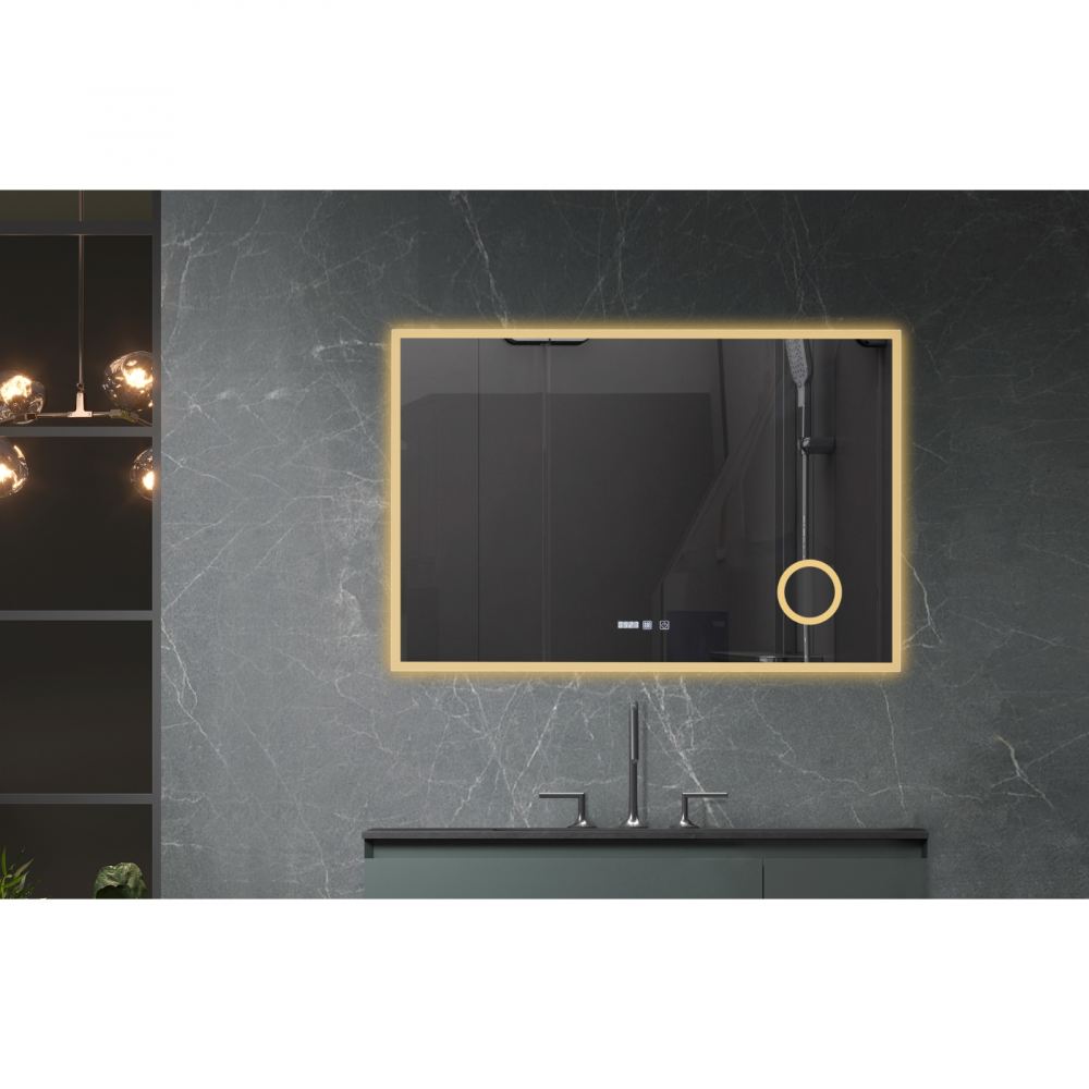 Oglina de baie Atlantis, iluminare led 3 culori, 120 x 80 cm, functie dezaburire, intrerupator touch si ceas Belform [2]