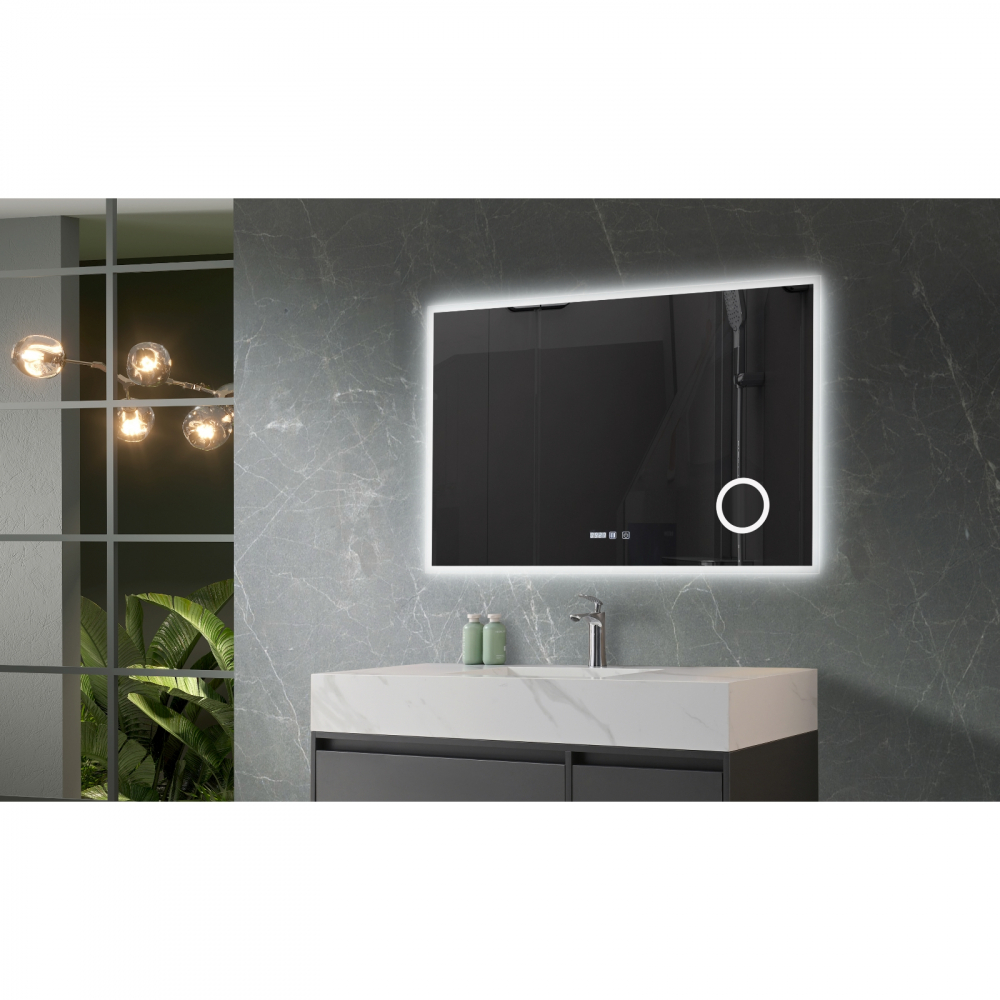 Oglina de baie Atlantis, iluminare led 3 culori, 120 x 80 cm, functie dezaburire, intrerupator touch si ceas Belform [3]