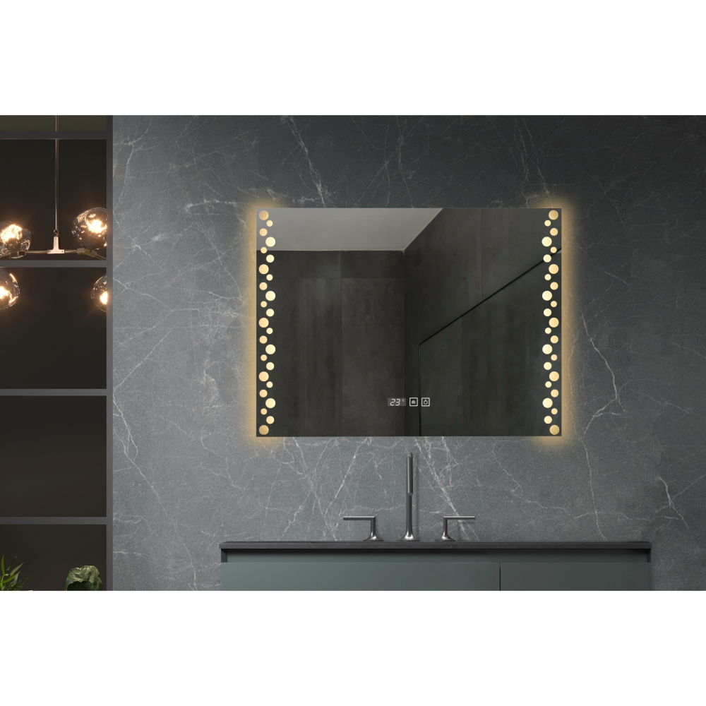 Oglina de baie Atlantis, iluminare led 3 culori, 60 x 80 cm, functie dezaburire, intrerupator touch si ceas Belform [3]