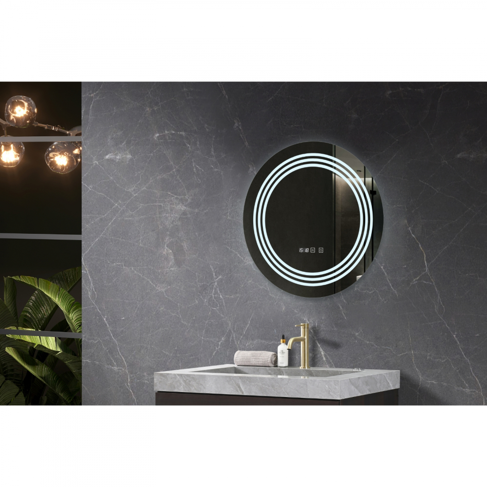 Oglina de baie Cronos, iluminare led 3 culori, 60 x 60 cm, functie dezaburire, intrerupator touch si ceas Belform [3]