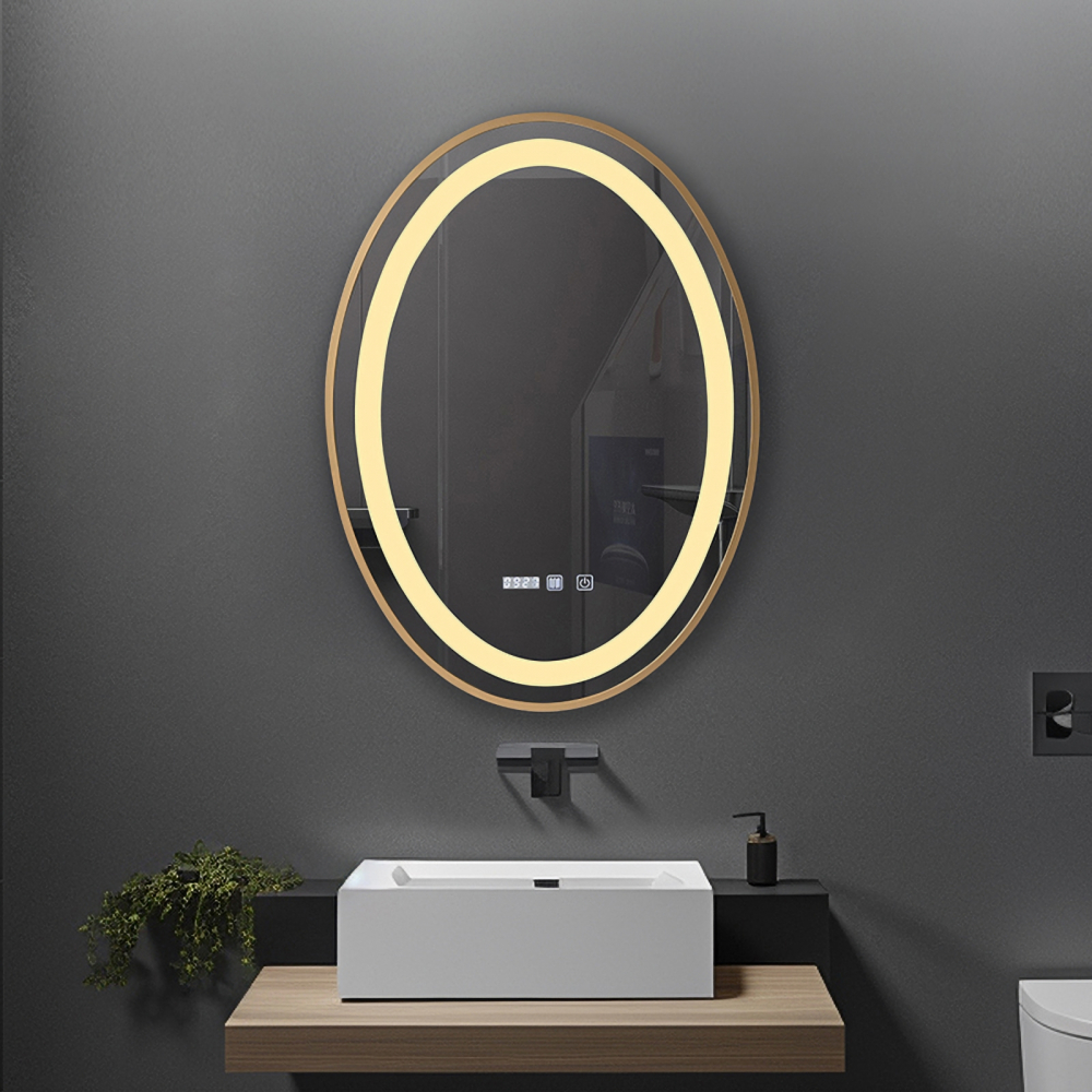 Oglina de baie Fortuna, iluminare led 3 culori, 50 x 70 cm, functie dezaburire, intrerupator touch si ceas Belform [4]