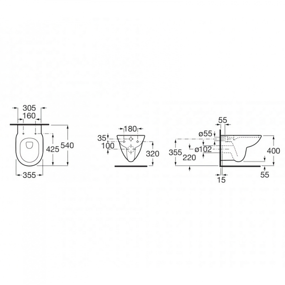 Pachet WC Debba Round suspendat Rimless Roca [6]