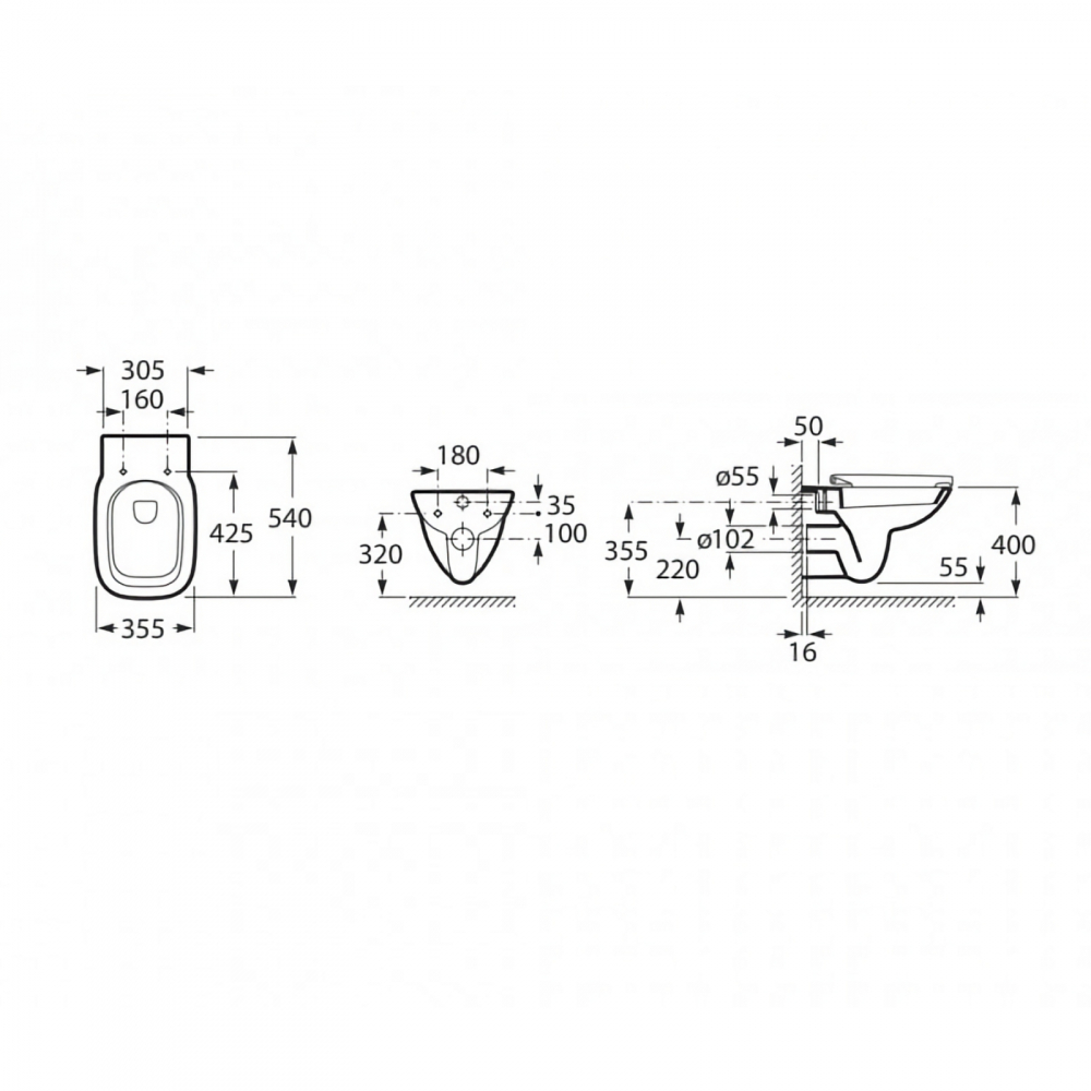 Pachet WC Debba Square suspendat Rimless Roca [5]