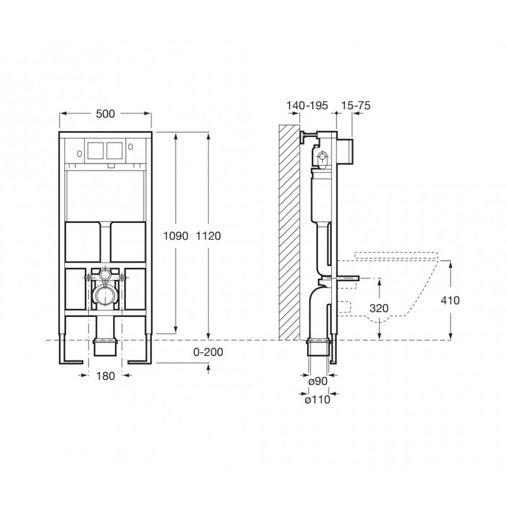 Pachet WC The Gap Square Rimless prinderi complet ascunse Roca [6]