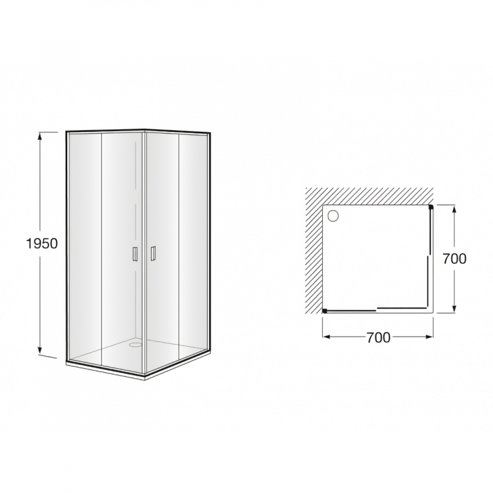 Panou de dus lateral cu 1 usa glisanta + 1 panou fix 700 x 1950 Victoria Roca [2]