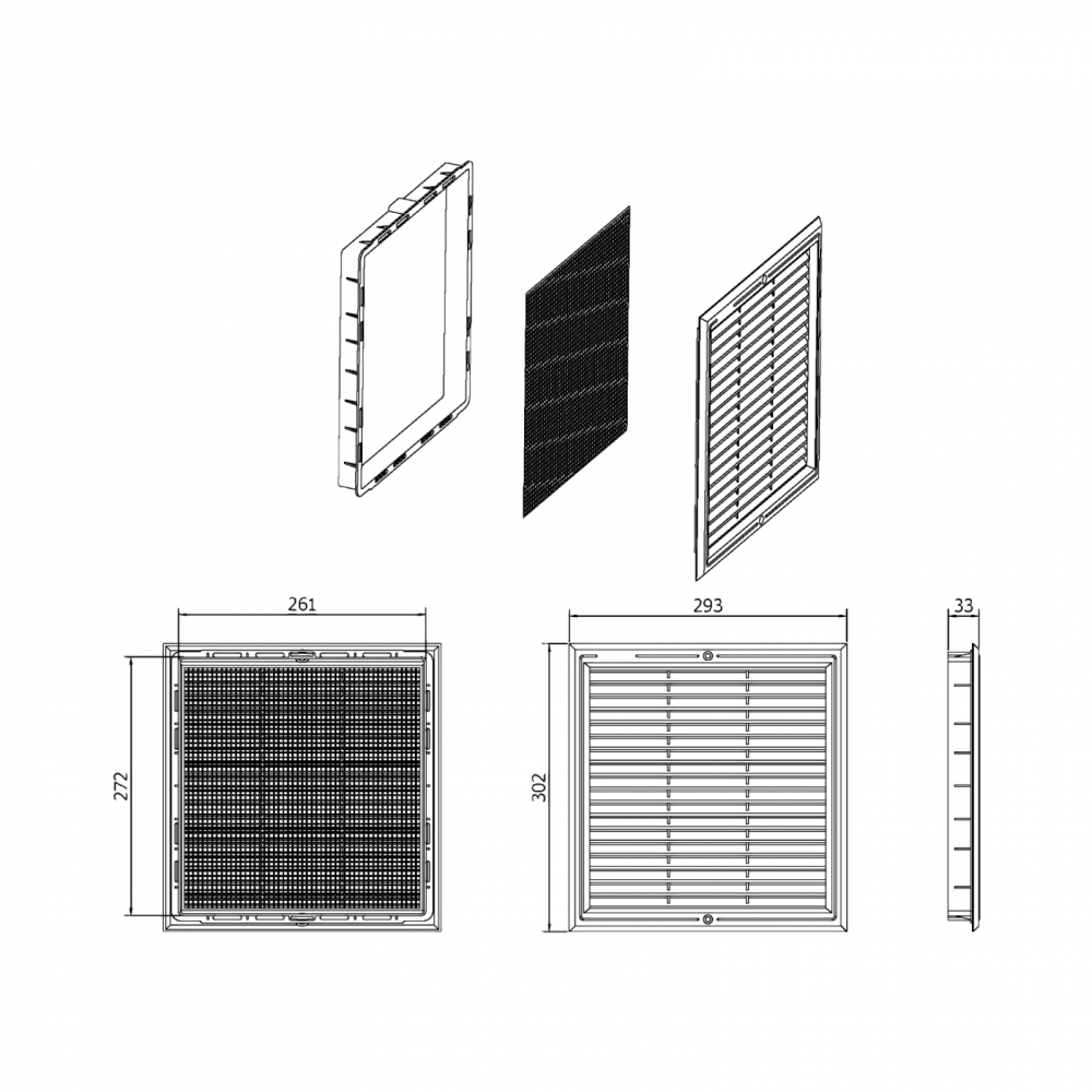 Rama aerisire cu plasa din plastic 300 x 300 mm [2]