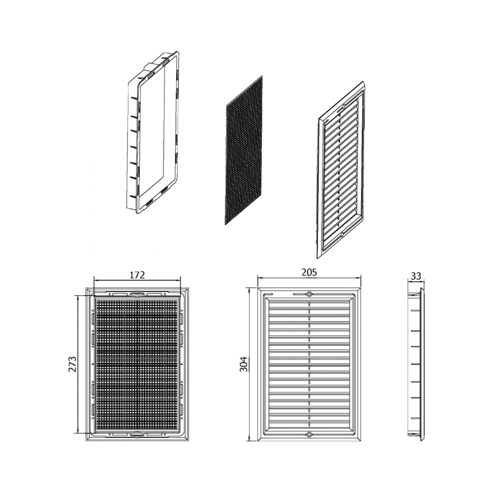 Rama aerisire din plastic 200 x 300 mm [2]