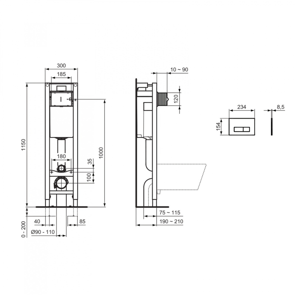 Rezervor incastrat cu clapeta Oleas M2 alb Ideal Standard [4]