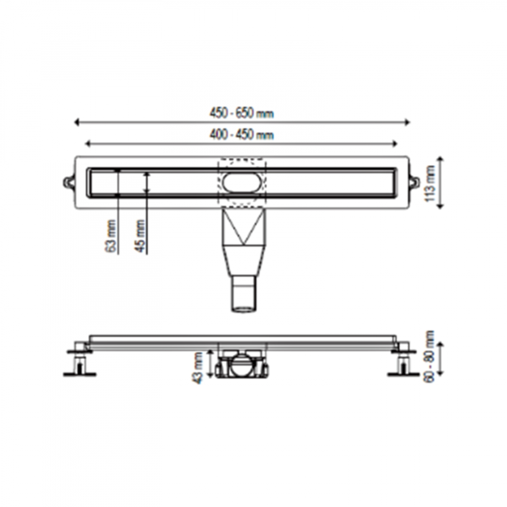 Rigola de dus 600 mm Linear auriu periat Wirquin [2]
