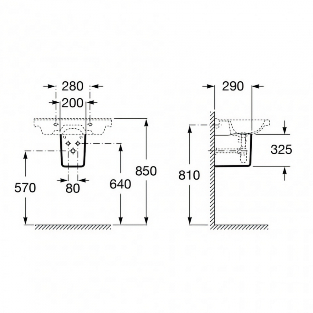 Semi-piedestal din portelan pentru lavoar Debba 200 x 290 x 325 mm Roca [2]