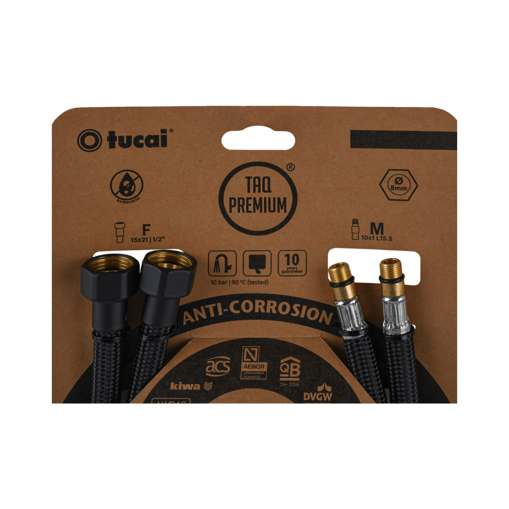 Set 2 racorduri apa mono Premium L15.5 x 400 mm negru Tucai [2]