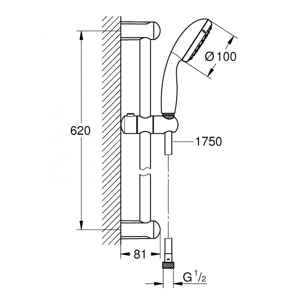 Set baterii Bau Edge cada MONO cu bara 600 MM, lavoar, cada si set dus Tempesta 100 GROHE [5]