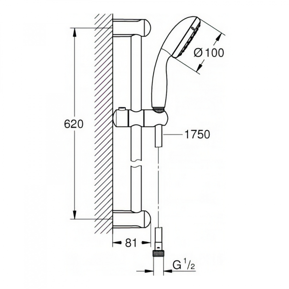 Set baterii Bau Edge New dus MONO cu bara 600 MM, lavoar, dus si set de dus Tempesta 100 Grohe [4]