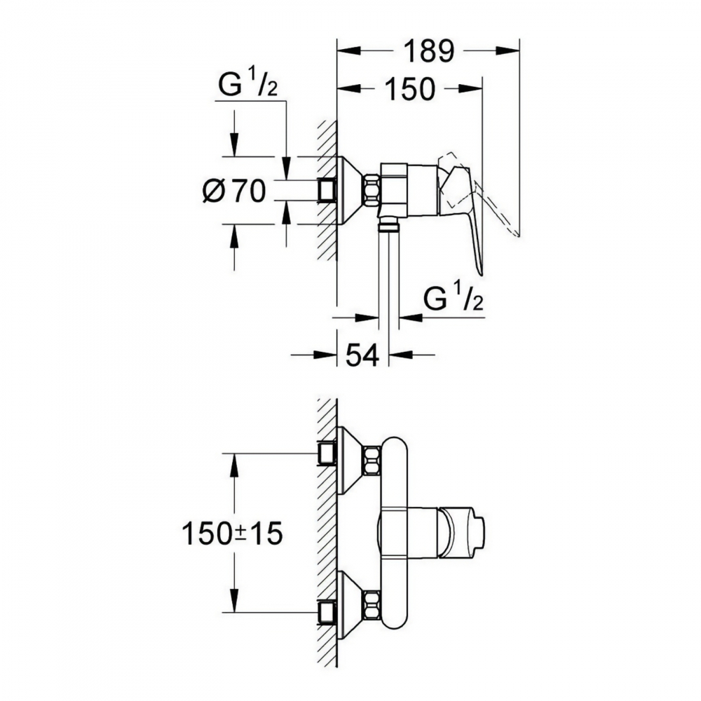 Set baterii Bau Edge New dus MONO cu bara 600 MM, lavoar, dus si set de dus Tempesta 100 Grohe [2]