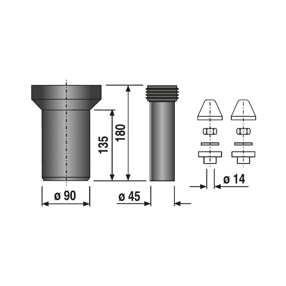 Set conectare vas WC suspendat, 180 mm, DN 90 Sanit Roca [2]