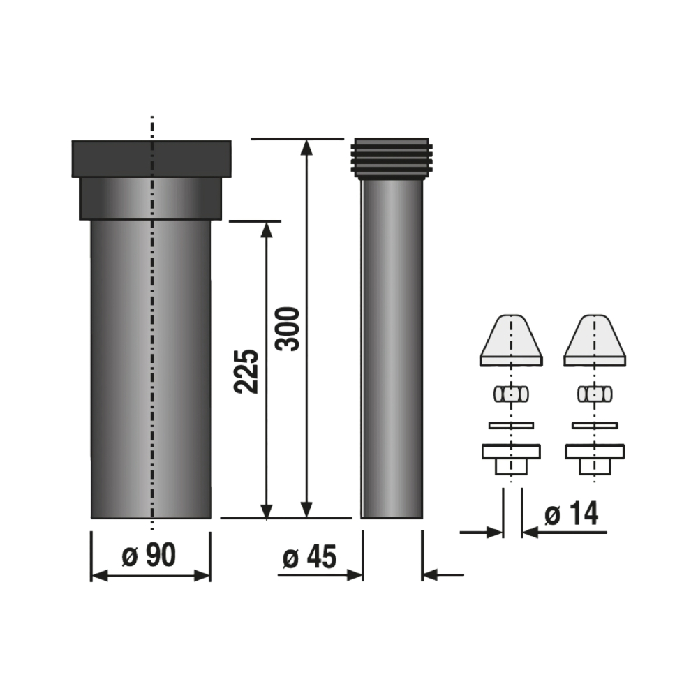 Set conectare vas WC suspendat, 300 mm, DN 90 Sanit Roca [2]
