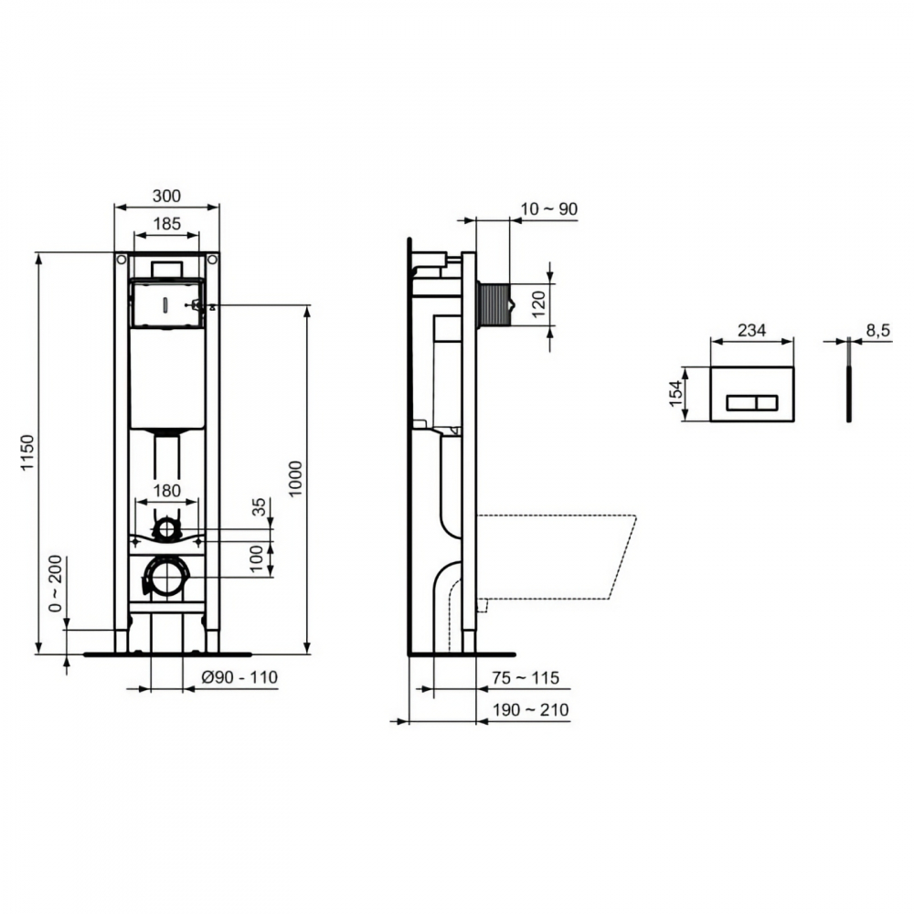 Set rezervor incastrat ProSys Eco M cu cadru metalic si clapeta Oleas M2 Crom Lucios Ideal Standard [4]