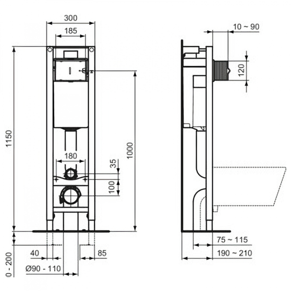 Set rezervor incastrat ProSys Eco M cu cadru metalic si clapeta Oleas M2 Crom Lucios Ideal Standard [5]