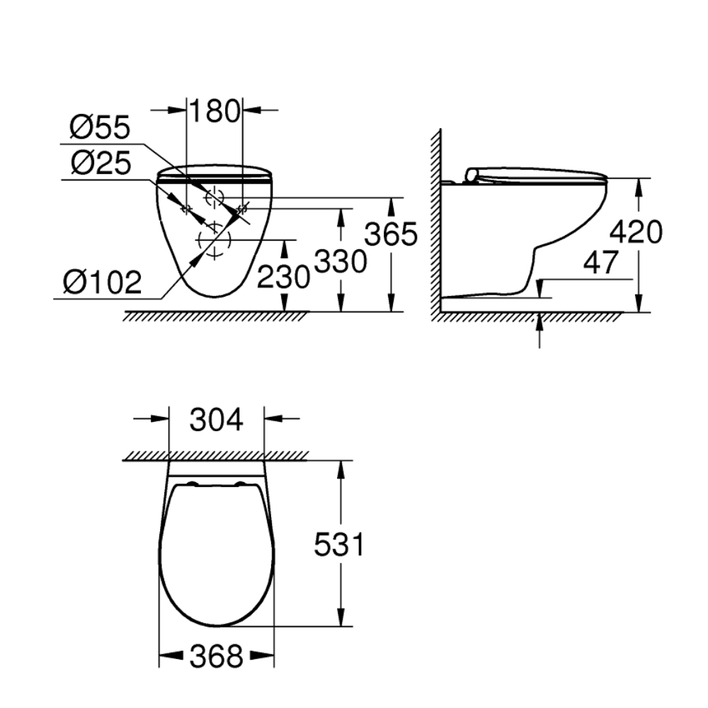 Set vas wc suspendat Grohe Bau Ceramic Rimless 53x37 cm cu capac inchidere lenta [2]