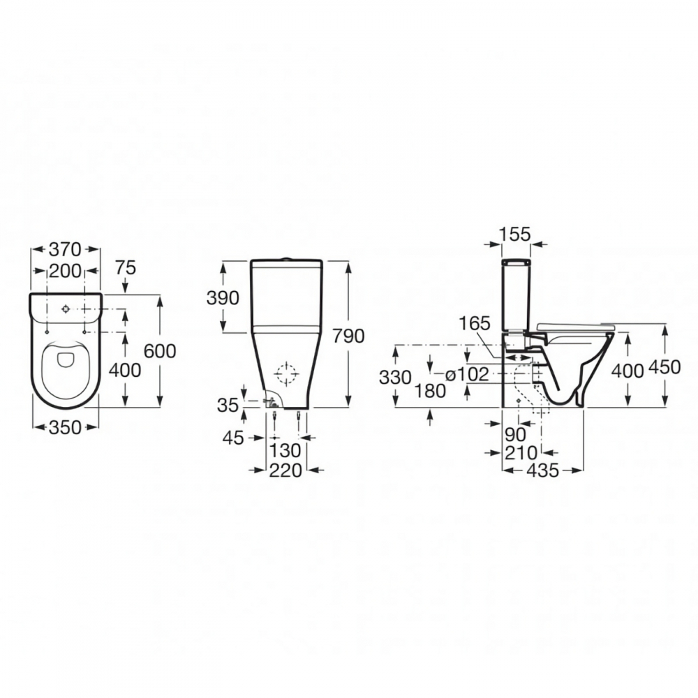 Set vas WC stativ compact Rimless The Gap Roca [7]