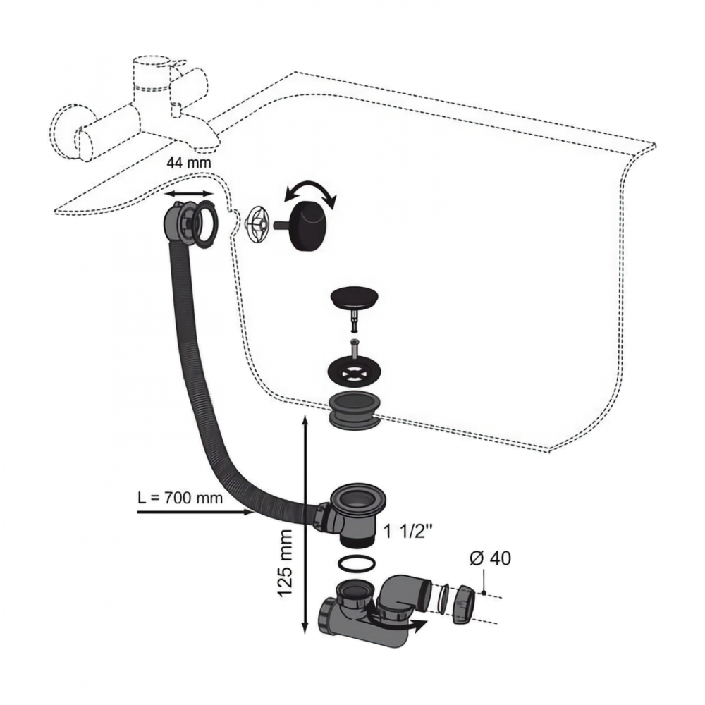 Coloana de cada neagra buton si dop ABS WIRQUIN [2]
