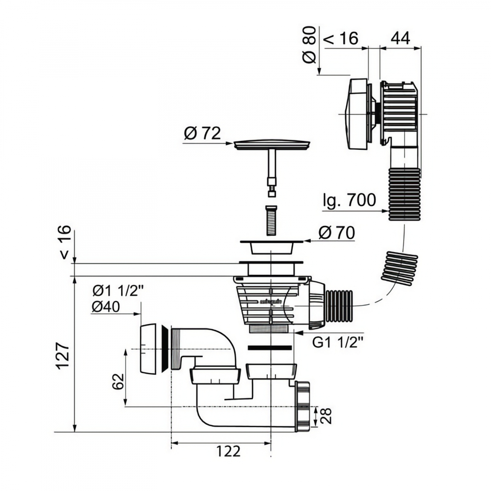 Coloana de cada neagra buton si dop ABS WIRQUIN [3]