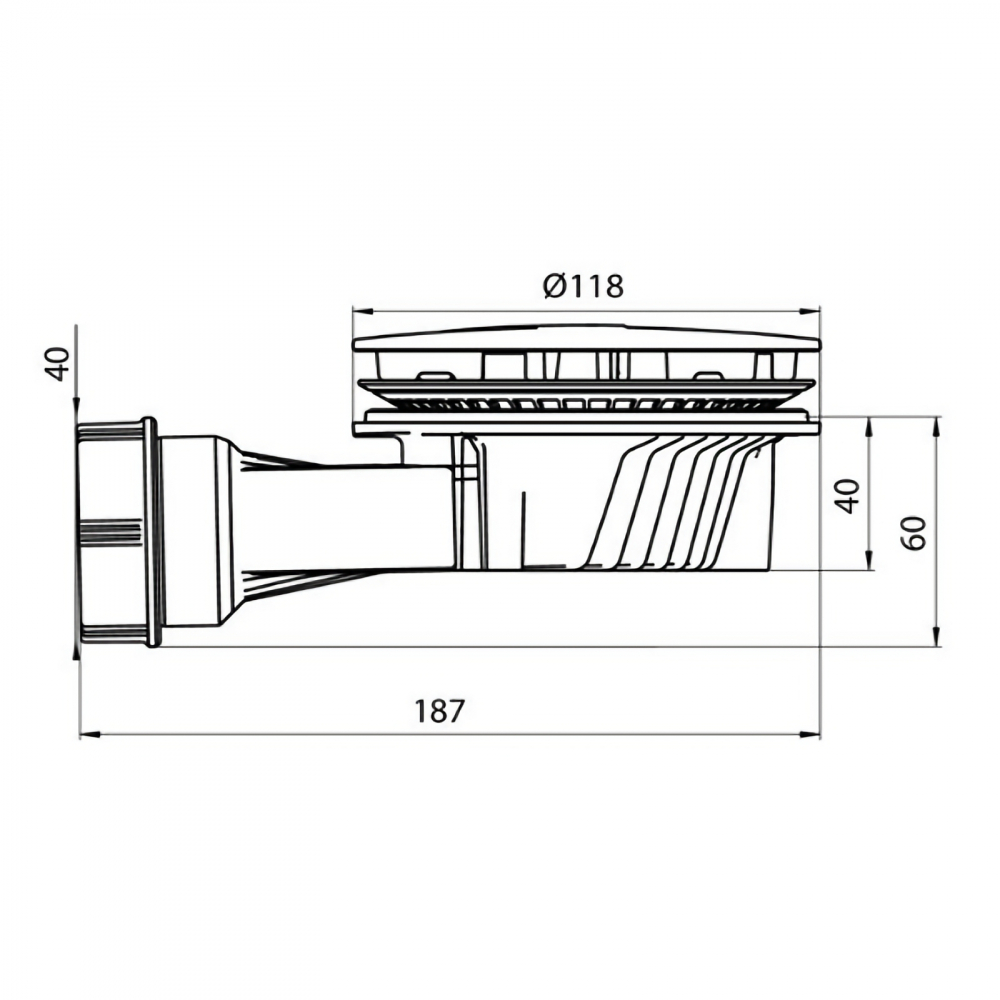 Sifon cadita dus Slim Plus, membrana antimiros alb mat WIRQUIN [3]