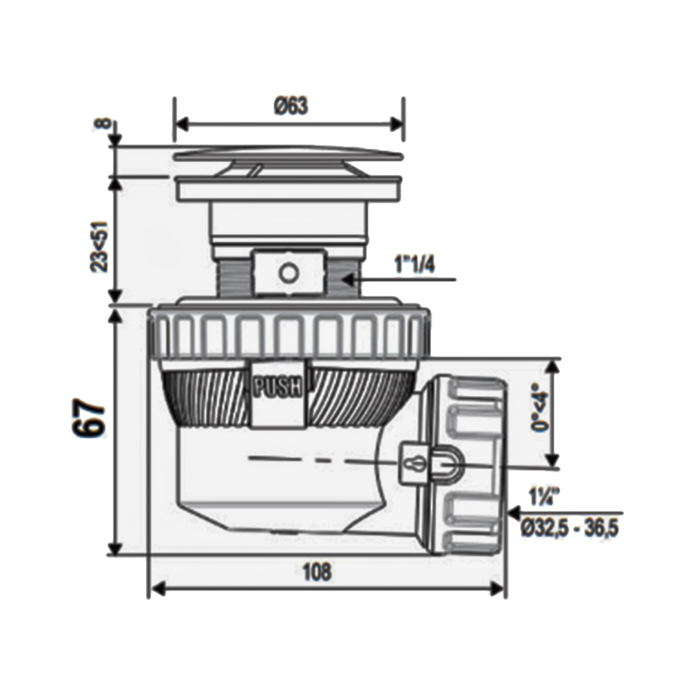 Sifon lavoar Nano Quick-Clack auriu membrana antimiros WIRQUIN [2]
