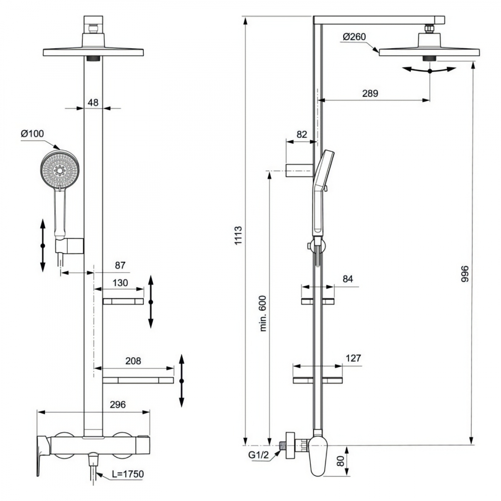 Sistem de dus cu baterie dus Ceraflow Alu+ Argintiu Ideal Standard [7]