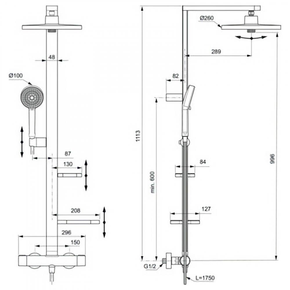 Sistem de dus cu baterie dus termostatata Ceratherm Alu+ Negru Ideal Standard [5]