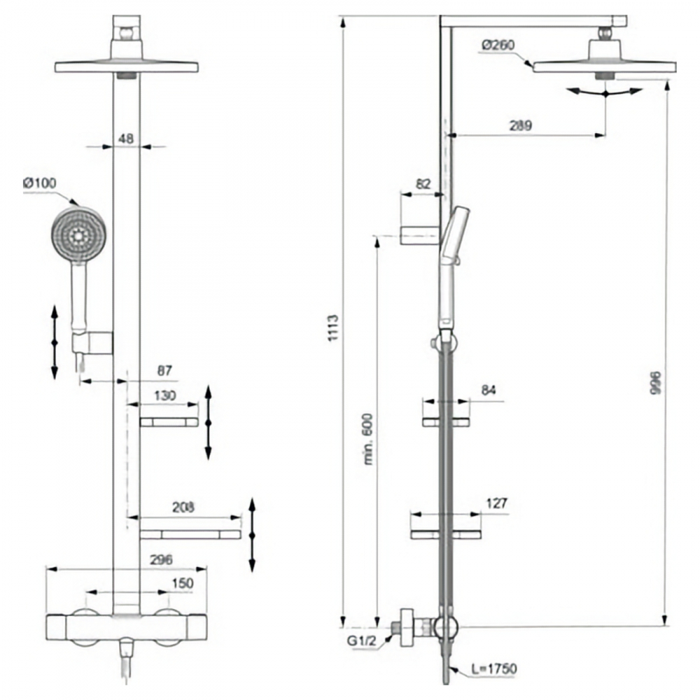 Sistem de dus cu baterie dus termostatata Ceratherm Alu+ Rose Ideal Standard [5]