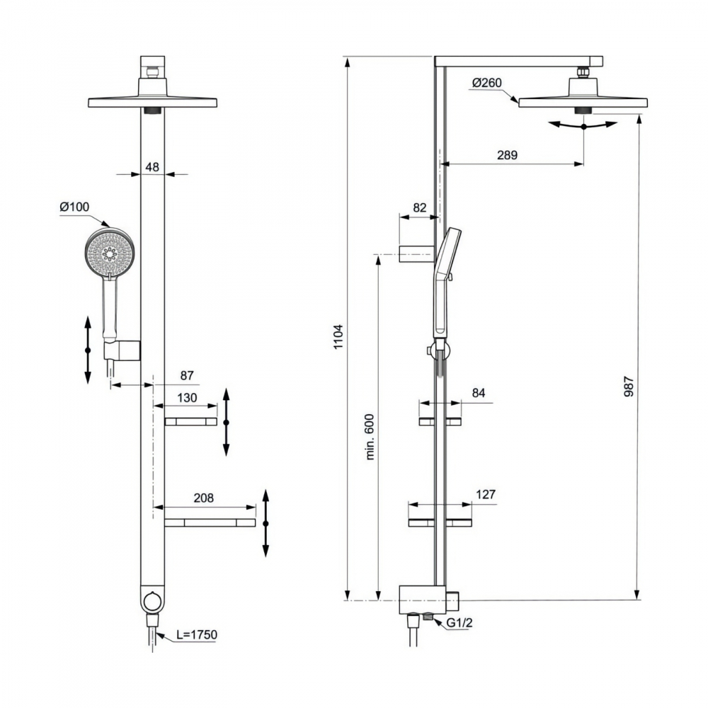 Sistem de dus cu divertor Ceraflow Alu+ Crom Ideal Standard [6]