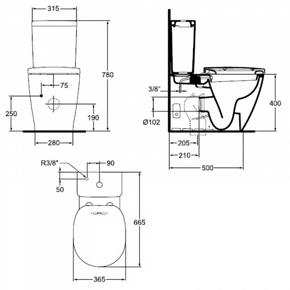 Vas WC CONNECT BTW cu funtie de bideu 66.5 x 36.5 cm Ideal Standard [8]