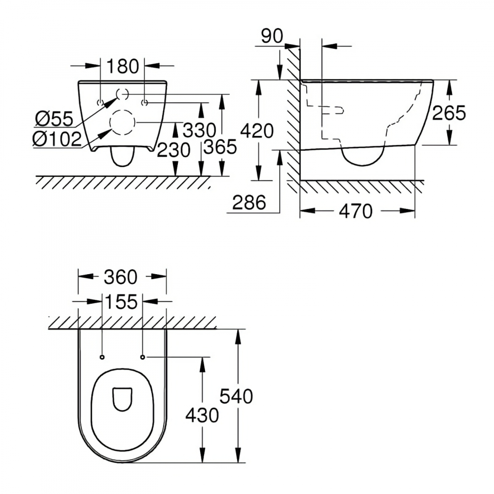 Vas WC Grohe Essence, suspendat, Rimless, PureGuard alb [3]