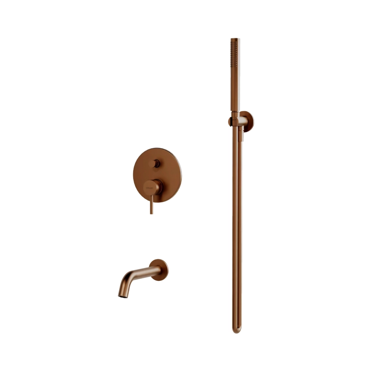 Baie - 2424950-SCPV-Sistem dus incastrat 2 functii cu pipa cada CANNOLI Satin Copper