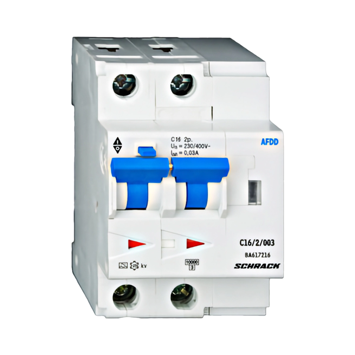 Tablouri electrice, disjunctoare si sigurante - AFDD, SERIA LISA, C 16 A, 2 POLI, 30 MA, TIP AC, 10 KA