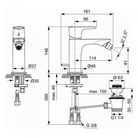Baterie pentru bideu CONNECT AIR Ideal Standard [1]