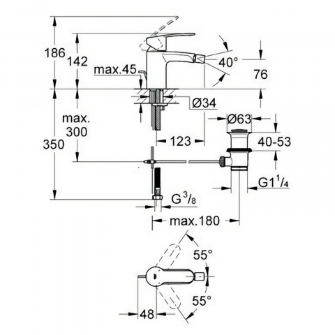 Baterie bideu Grohe Eurostyle Cosmopolitan, monocomanda, crom [1]