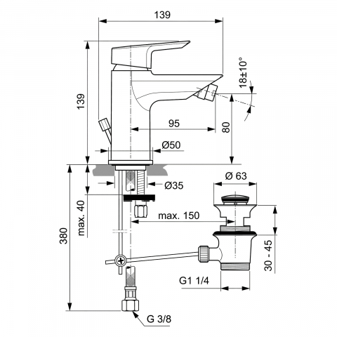 Baterie pentru bideu TESI Ideal Standard [1]