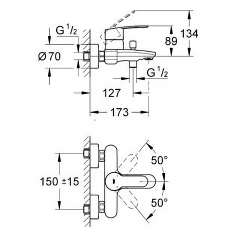 Baterie cada Grohe Eurostyle Cosmopolitan, crom [1]