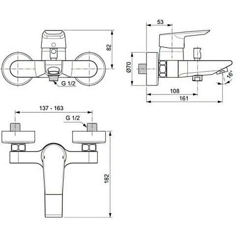 Baterie cada si dus, pe perete TESI Ideal Standard [3]