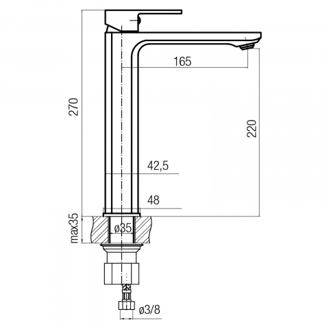 Baterie stativa inalta pentru lavoar LOFT Chrome Valvex [1]