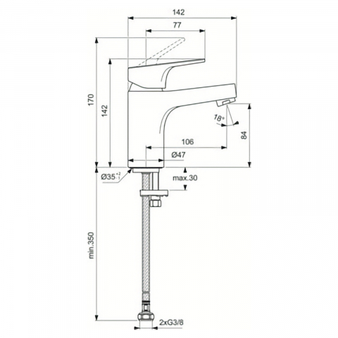 Baterie pentru lavoar H80 CERABASE Crom Ideal Standard [3]
