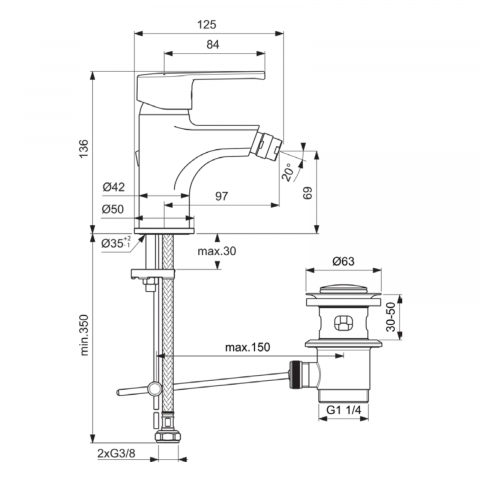 Baterie pentru bideu cu ventil IdealStream Ideal Standard [3]